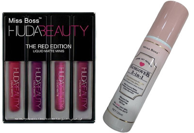 

Miss Boss lipstick red edition 16 ml, and kb hangover 3 in 1 replinishing primer 120 ml, combo(Set of 2)