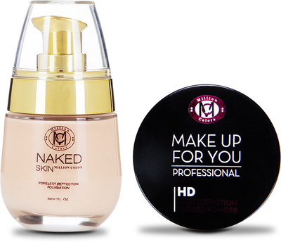 

Million Colors Set of Naked Skin Foundation and Pressed HD Compact - Make up for you(Set of 2)
