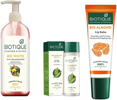 

BIOTIQUE BIO Advanced Fairness Face Wash, Bio Morning Nectar Flawless Skin Lotion For All Skin Types , LIP CARE(Set of 3)
