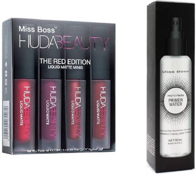 

Miss Boss huda lipstick red edition 16 ml, and kb photofinish moisturizing Makeup up Fixer 150ml, combo(Set of 2)