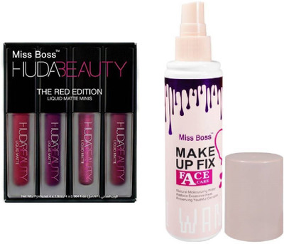 

Miss Boss huda lipstick red edition 16 ml, and kb face care Long lasting Primer- 45 ml, combo(Set of 2)