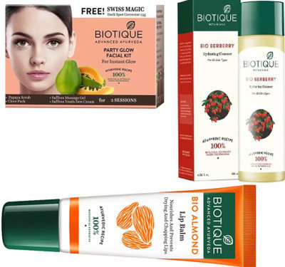

BIOTIQUE BIO bio Party Glow Facial Kit, Bio Berberry Hydrating Cleanser, LIP CARE(Set of 3)