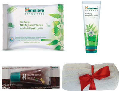 

Himalaya Purifying Neem Facial Wipes, Neem Face Wash, Cocoa Butter Lip Balm, Face Towel(Set of 4)