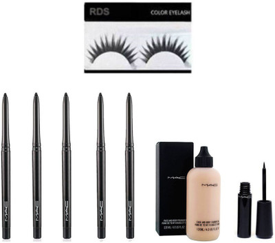 

RDS Combo of Kajal Pencil, foundation, eyeliner and eyelashes(Set of 8)