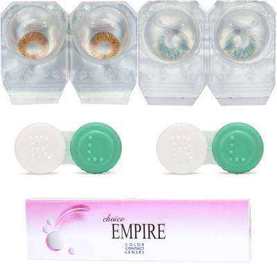 

Choice Empire Honey-Light Blue Colored Contact Lens 2 Pair with 2 case (0 Power) Monthly Contact Lens(0, Honey,Light Blue, Pack of 3)