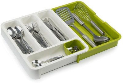 ATOOZED Empty Cutlery Box Drawer Case(White  Holds 15)