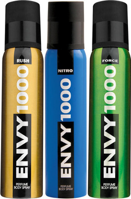 

envy rush,nitro,force Body Spray - For Men(360 ml, Pack of 3)