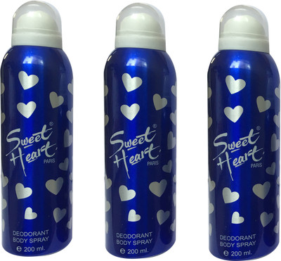 

Sweet Heart Blue (Pack of 3) Deodorant Spray - For Women(600 ml, Pack of 3)