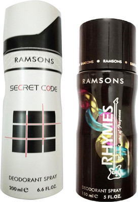 

RAMSONS RHYMES DEODORANT SPRAY 150ML+SECRET CODE DEODORANT SPRAY 200ML Deodorant Spray - For Men(150 ml, Pack of 2)