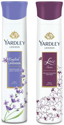 

Yardley London Lavender, Lace Satin Body Spray - For Men & Women(300 ml, Pack of 2)