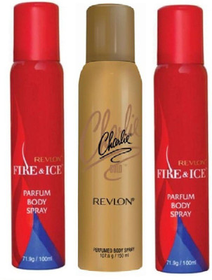 

Revlon 1 CHARLIE GOLD DEODORANT 150 ML +1 FIRE & ICE DEODORANT 100 ML + 1 FIRE & ICE DEODORANT 100 ML Body Spray - For Men & Women(150 ml, Pack of 3)
