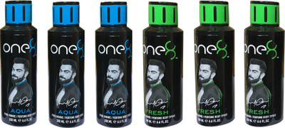 

one 8 Aqua & Fresh (Pack of 6) Perfume Body Spray - For Men & Women(1200 ml, Pack of 6)