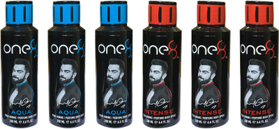 

one 8 Aqua & Intense (Pack of 6) Perfume Body Spray - For Men & Women(1200 ml, Pack of 6)