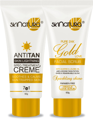 

Skinatura Anti Tan Skin Lightening Spec Treatment Creme & Pure 24k Gold Love Scrub(60 g)