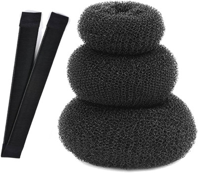 Maahal Combo of Hair Making Styling French Twist Donut Bun & 3 Pcs Donut Bun Maker / Braid Extension(Black)