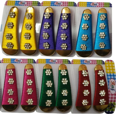 

FUSON high quality Party wear Tik Tac Hair pins clips (6.5 cm) for children , girls Tic Tac Clip(Multicolor)