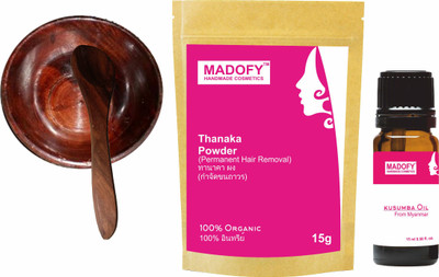 

MADOFY Thanaka Powder 15 gm & Kusumba Oil 15 ml with Wooden Bowl & Spoon Cream(15 g)