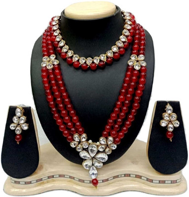 CATALYST Alloy Gold-plated White, Maroon Jewellery Set(Pack of 1)
