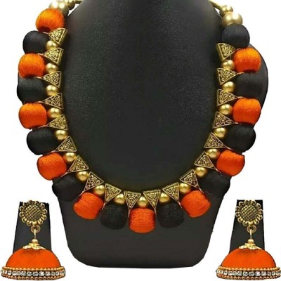 ambal Dori Orange, Black, Gold Jewellery Set(Pack of 1)