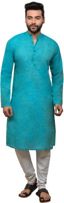 PAROKSH Men Self Design Straight Kurta(Light Blue)