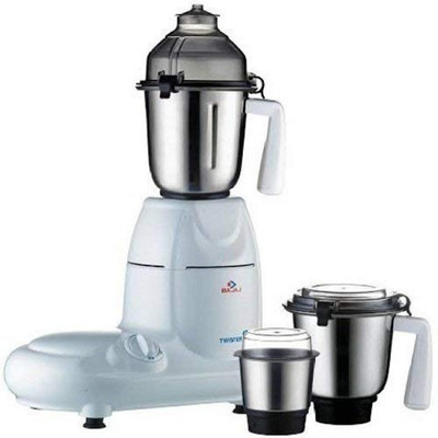 

Bajaj Twister 750-Watt Mixer Grinder with 3 Jars (White) 750 Juicer Mixer Grinder(White, 3 Jars)