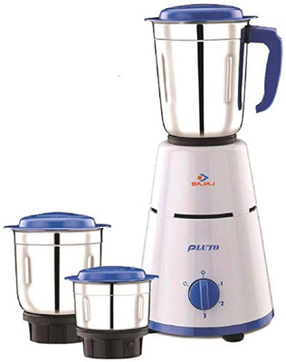 BAJAJ Pluto 500-Watt Mixer Grinder with 3 Jars (White) B071HLYZJF 500 Mixer Grinder (3 Jars, White)