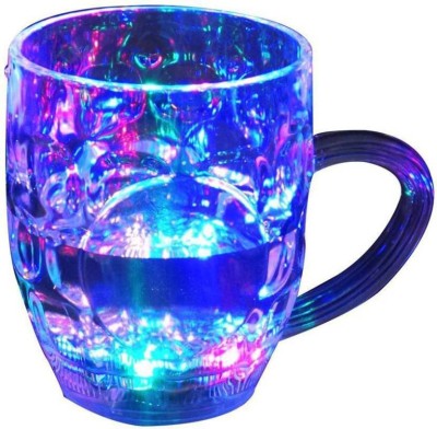 FTAFAT - 4 Sets of Inductive Rainbow Color Cup LED Flashing 7 Color Changing Light, Lighting Cup, Easy battery replaceable - 4s Glass Beer Mug(250 ml, Pack of 4)