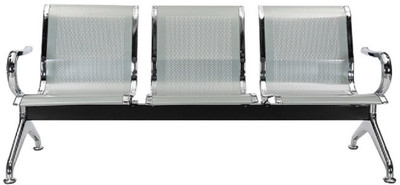 Finch Fox Imported Iron Chrome Coated Three Seater Airport Sofa/Reception Visitor/Waiting Chair with 6 Months Warranty NA Office Visitor Chair(Silver)
