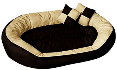 

Hiputee Soft Velvet Reversible Oval Shape With Extra Long Pillow Dog/Cat/Pet Extra Large XL Pet Bed(Brown, Cream)
