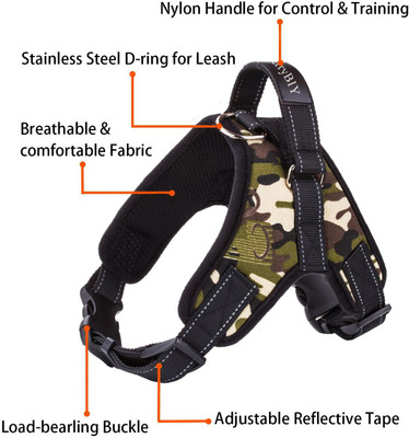 

Cooldeals Heavy Duty Dog Pet Harness Collar K9 Padded Dog Harness & Leash(, Camouflage