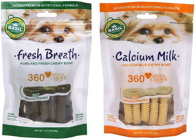 

Basil Calcium Milk and Fresh Breath Dental Dog Chew Dog Treat(90 g, Pack of 2)