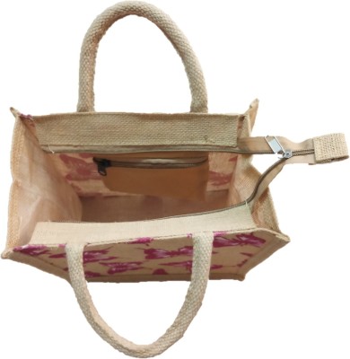 

AMAAZE JUTE LUNCH BAG Waterproof Lunch Bag(Pink, 10 L)