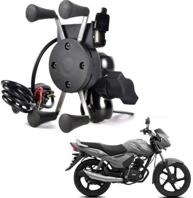 RWT X-Grip Mobile Phone Holder with USB Charger Bike Mobile Holder For Star City Plus Bike Mobile Holder(Black)