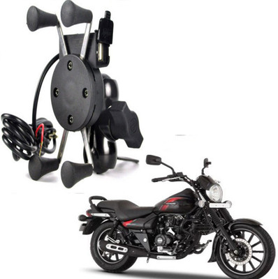 RWT X-Grip Mobile Phone Holder with USB Charger Bike Mobile Holder For Avenger Bike Mobile Holder(Black)