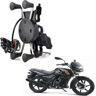 BRPEARl X-Grip Mobile Phone Holder with USB Charger For DS125 Bike Mobile Holder(Black)