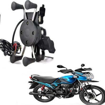 RWT X-Grip Mobile Phone Holder with USB Charger Bike Mobile Holder For Passion Pro X Bike Mobile Holder(Black)