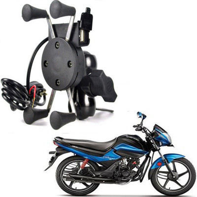 BRPEARl X-Grip Mobile Phone Holder with USB Charger Bike Mobile Holder(Black)