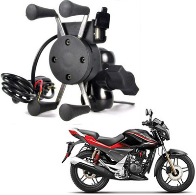 RWT X-Grip Mobile Phone Holder with USB Charger Bike Mobile Holder For CBZ Extreme Bike Mobile Holder(Black)