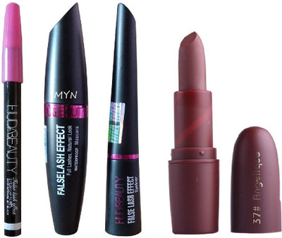 

Myn Angellque matte lipstick with set of eyeliner pencil, mascara & liquid eyeliner(Set of 4)