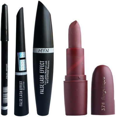 

Myn Angellque matte lipstick with eyeliner black pencil, mascara & liquid eyeliner(Set of 4)