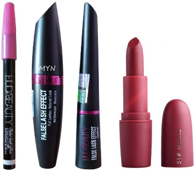 

Myn Monica matte lipstick with set of eyeliner pencil, mascara & liquid eyeliner(Set of 4)