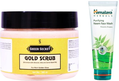 Sheer Secret Gold Scrub 300ml and Himalaya Neem Face wash 100ml(2 Items in the set)