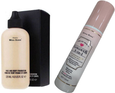 

Miss Boss Studio Perfect Finish Face & Body Foundation and kb hangover 3 in 1 replinishing primer 120 ml combo(Set of 2)