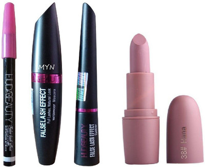 

Myn Hana matte lipstick with set of eyeliner pencil, mascara & liquid eyeliner(Set of 4)