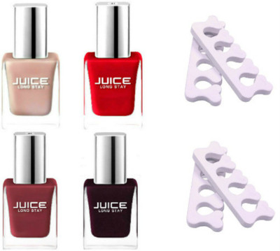 

juice professional nail combo kit (4 nail paints and 4 finger toe separator)(Set of 8)