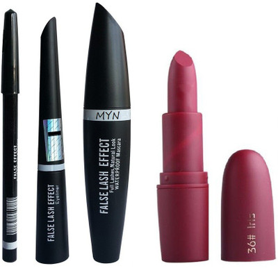 

Myn Iris matte lipstick with eyeliner pencil, mascara & liquid eyeliner(Set of 4)