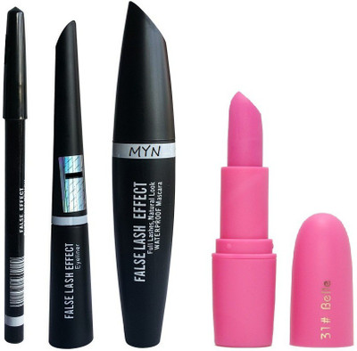 

Myn Belle matte lipstick with eyeliner pencil, mascara & liquid eyeliner(Set of 4)