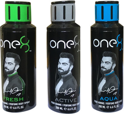 

One 8 Fresh, Active & Aqua (Pack of 3) Perfume Body Spray - For Men & Women(600 ml, Pack of 3)