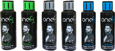 

One 8 Fresh, Active & Aqua (Pack of 6) Perfume Body Spray - For Men & Women(1200 ml, Pack of 6)