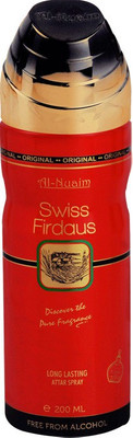 

Al Nuaim SWISS FIRDAUS LONGLASTING PERFUME SPRAY ALCOHOL FREE Deodorant Spray - For Men & Women(200 ml)